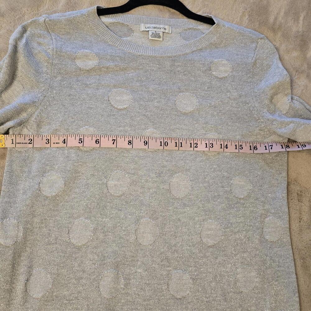 Liz Claiborne Women's Gray Metallic Silver Long Sleeve Pullover Sweater Size L - Picture 7 of 7